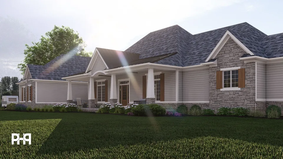 The Cottonwood house plan, exterior view 4